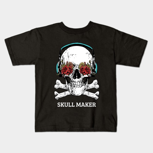 Skull maker Kids T-Shirt by white.ink